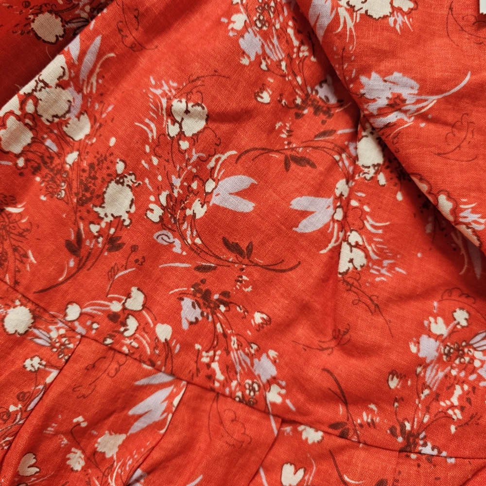 NWT Free People All Mine Mini Dress One Shoulder Floral Linen Blend Cherry Combo - Picture 4 of 10